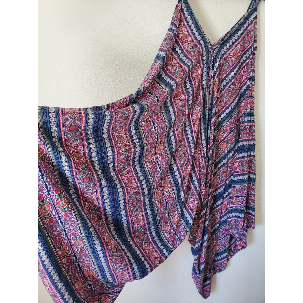 Angie‎ Womens Large Rayon Harem Jumpsuit Boho Paisley Print Blue Festival Hippie - Picture 3 of 7